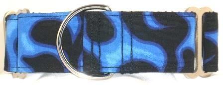 Fire and Flames Blue dog collar #1